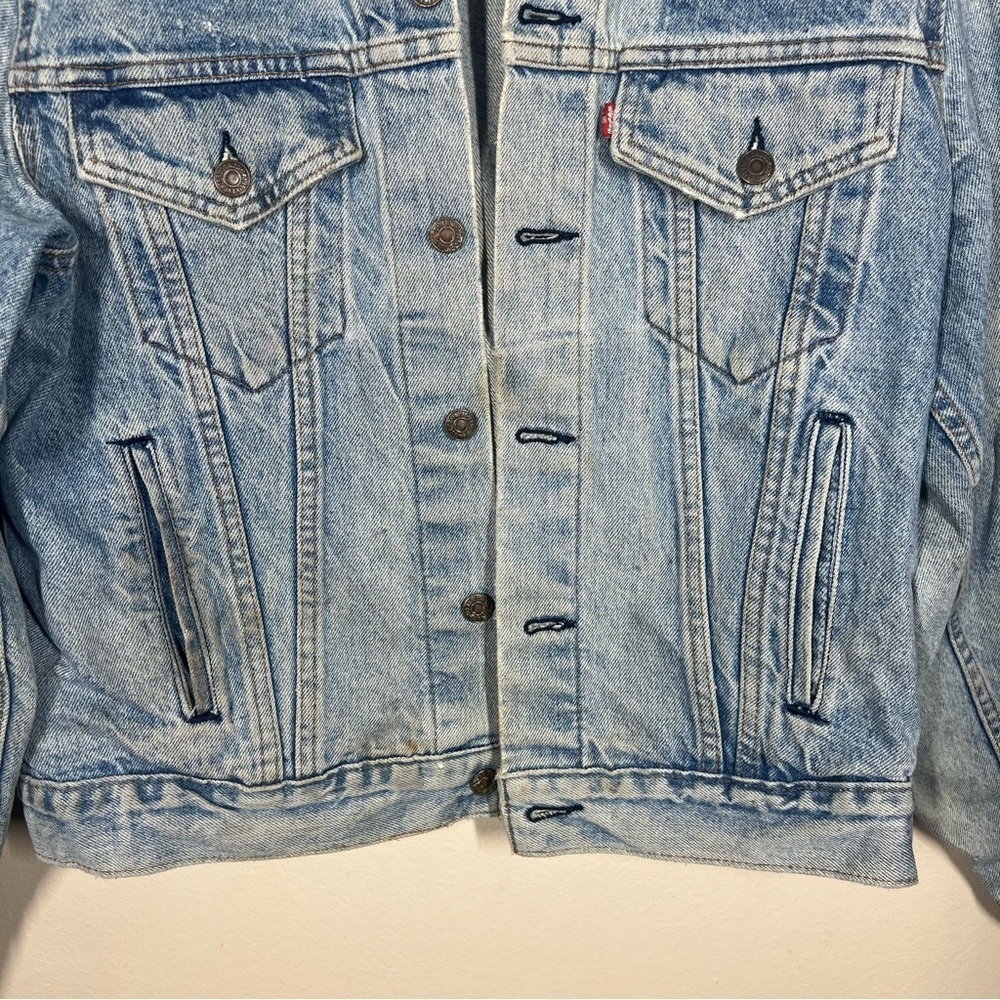 Vintage 80s 90s Levis Denim Trucker Jacket Mens Size 40 Blue USA Made 70506 - Picture 3 of 14